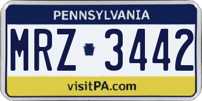 PA license plate MRZ3442