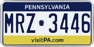 PA license plate MRZ3446