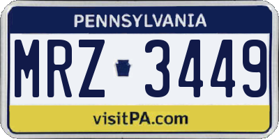 PA license plate MRZ3449