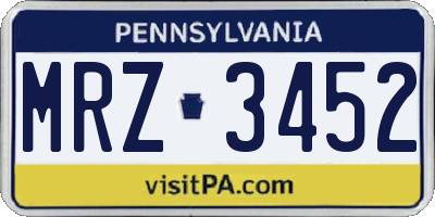 PA license plate MRZ3452