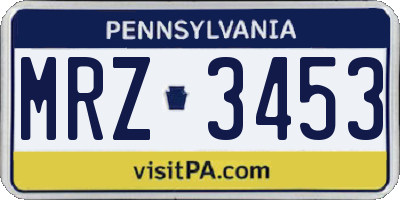 PA license plate MRZ3453