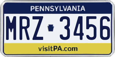 PA license plate MRZ3456