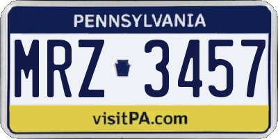 PA license plate MRZ3457