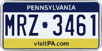 PA license plate MRZ3461