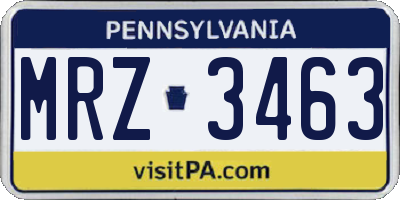 PA license plate MRZ3463