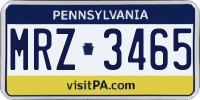 PA license plate MRZ3465