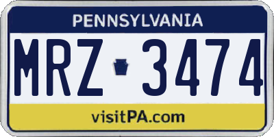 PA license plate MRZ3474