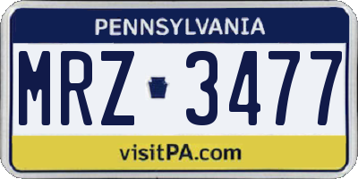 PA license plate MRZ3477