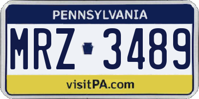 PA license plate MRZ3489
