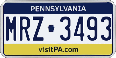 PA license plate MRZ3493