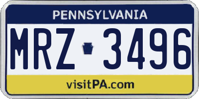PA license plate MRZ3496