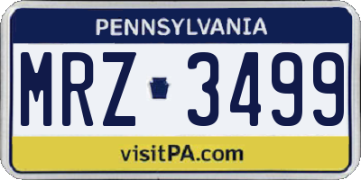 PA license plate MRZ3499