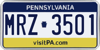 PA license plate MRZ3501