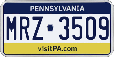 PA license plate MRZ3509