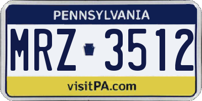 PA license plate MRZ3512