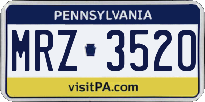PA license plate MRZ3520