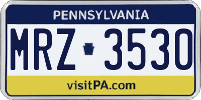 PA license plate MRZ3530