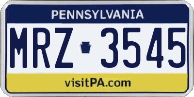 PA license plate MRZ3545