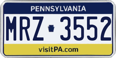 PA license plate MRZ3552