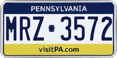 PA license plate MRZ3572