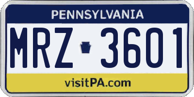 PA license plate MRZ3601
