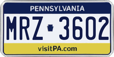 PA license plate MRZ3602