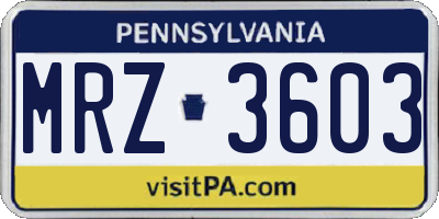 PA license plate MRZ3603