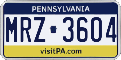 PA license plate MRZ3604