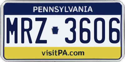 PA license plate MRZ3606