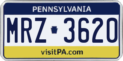 PA license plate MRZ3620