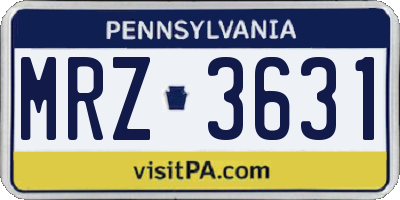 PA license plate MRZ3631