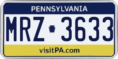 PA license plate MRZ3633