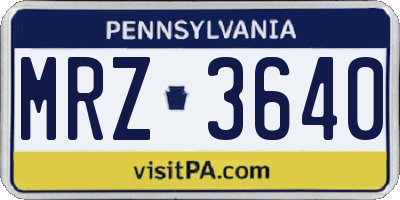 PA license plate MRZ3640