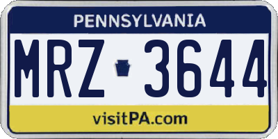 PA license plate MRZ3644