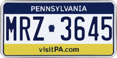 PA license plate MRZ3645