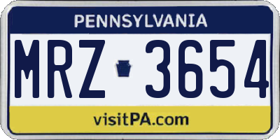 PA license plate MRZ3654