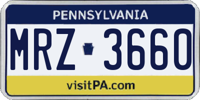PA license plate MRZ3660