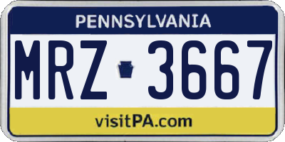 PA license plate MRZ3667