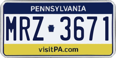 PA license plate MRZ3671