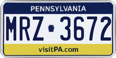 PA license plate MRZ3672