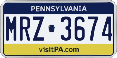 PA license plate MRZ3674