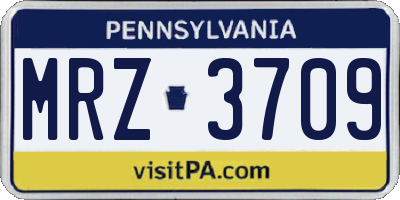 PA license plate MRZ3709