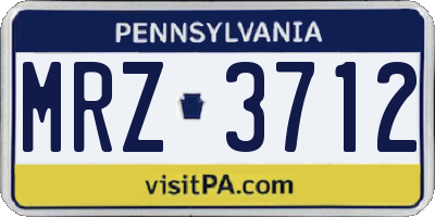 PA license plate MRZ3712