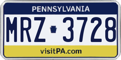 PA license plate MRZ3728
