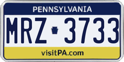 PA license plate MRZ3733