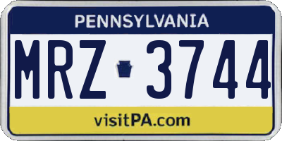 PA license plate MRZ3744