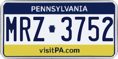PA license plate MRZ3752