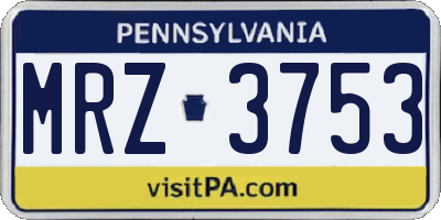 PA license plate MRZ3753