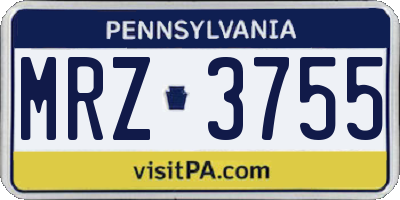 PA license plate MRZ3755