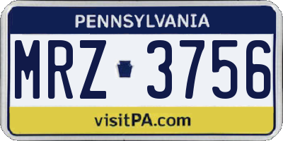 PA license plate MRZ3756